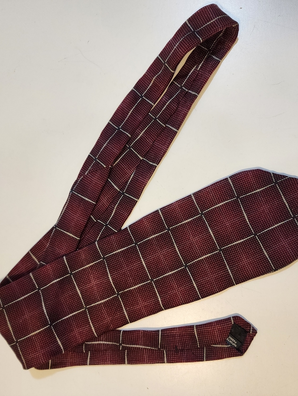 BELLININI New York Milan Burgundy Windowpane Silk Tie